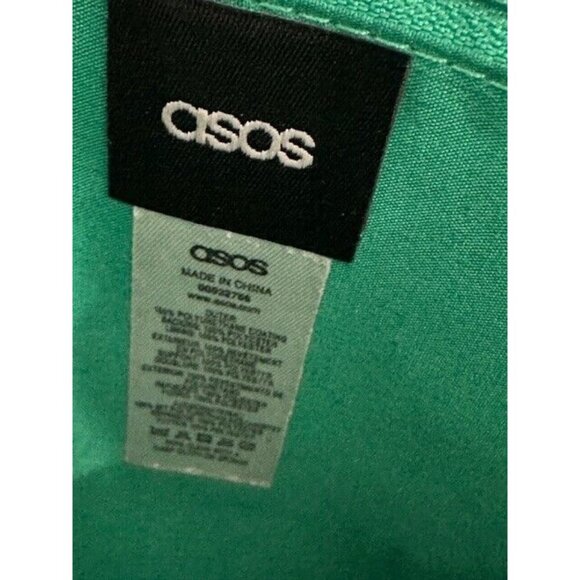ASOS Design Clutch Envelope Fold Over Green With Metallic Gold Rectangle See - Picture 11 of 12